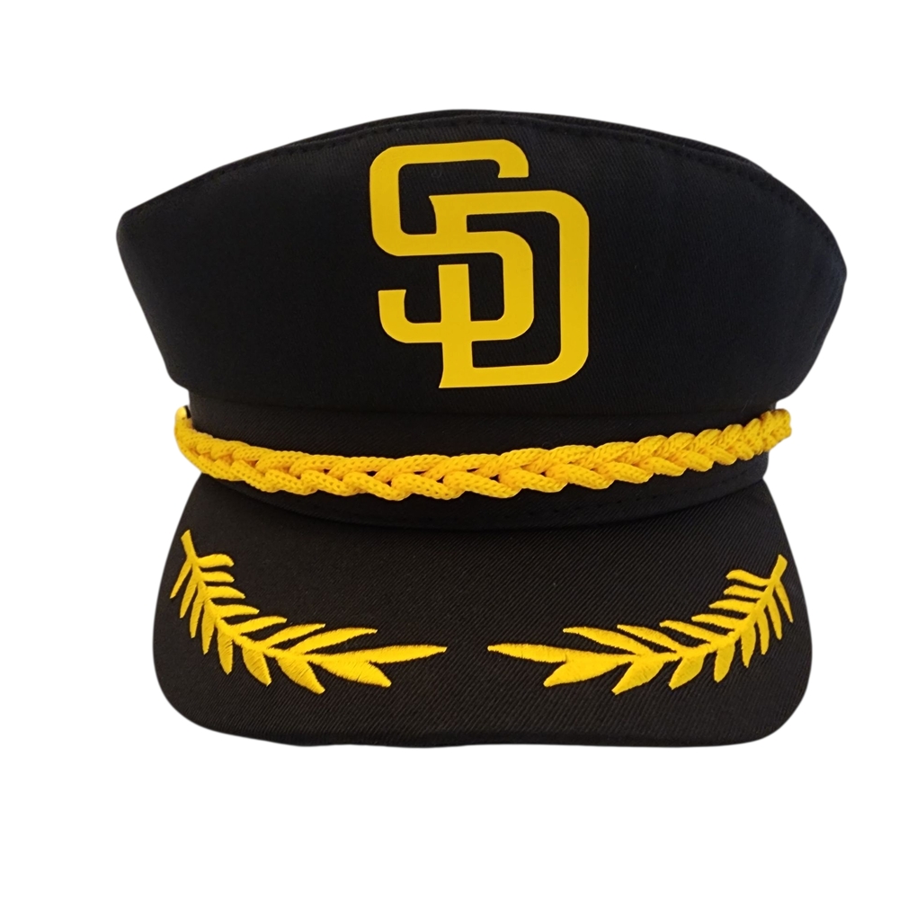 SAN DIEGO PADRES FAN Captain HAT Black and Yellow Captain's Hat